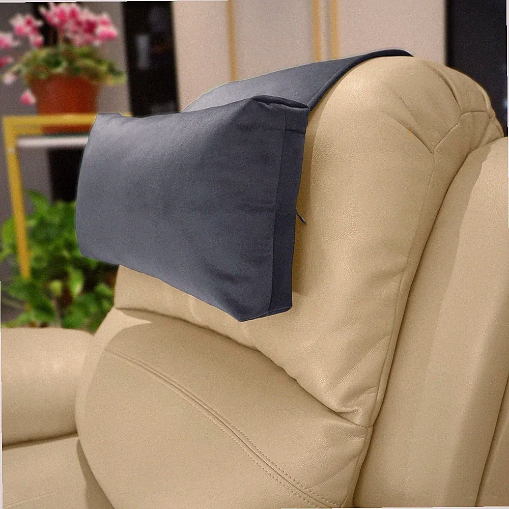 Adjustable Headrest Pillow for Recliners and Armchairs - Non-Slip Velvet Cushion