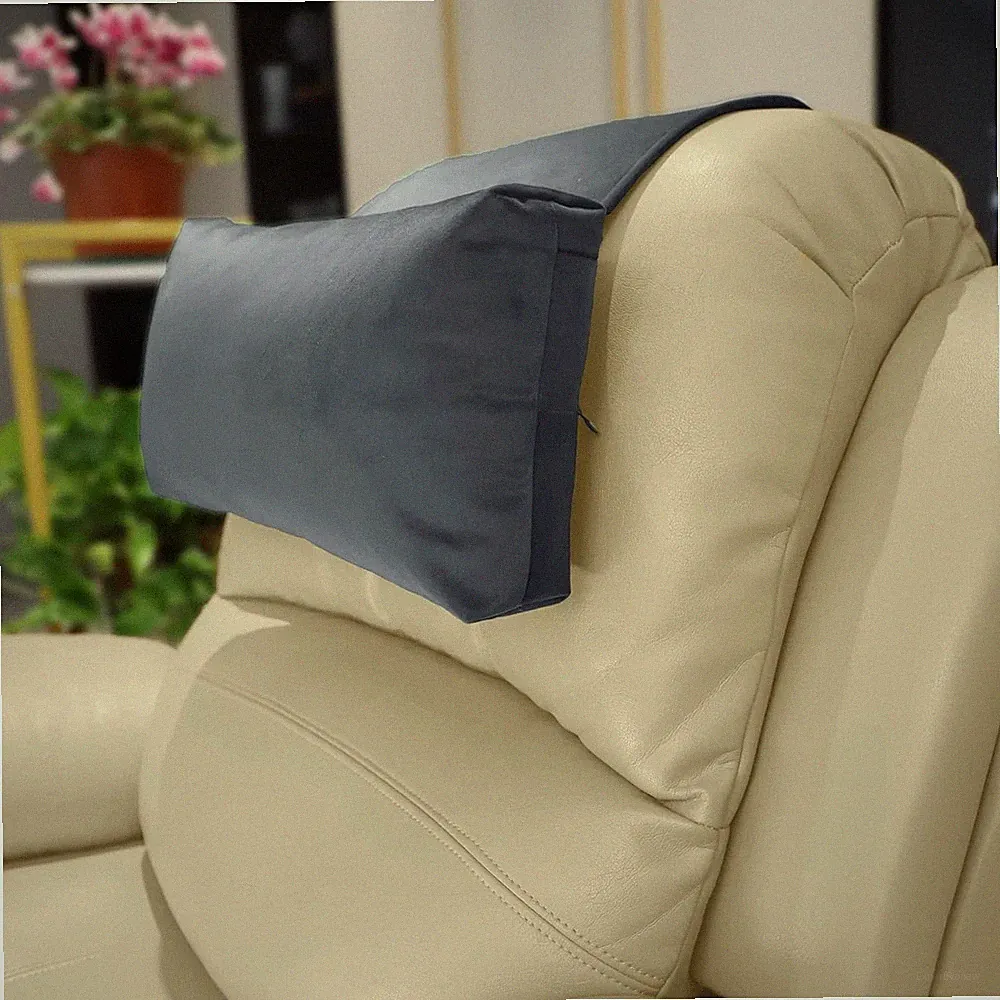 Adjustable Velvet Headrest Pillow for Recliners Enhances Neck Support Non-Slip