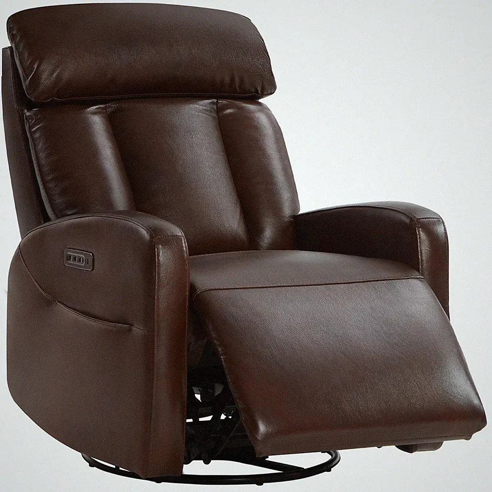 CHITA Leather Power Swivel Recliner Chair w/ Adjustable Headrest for Living Room