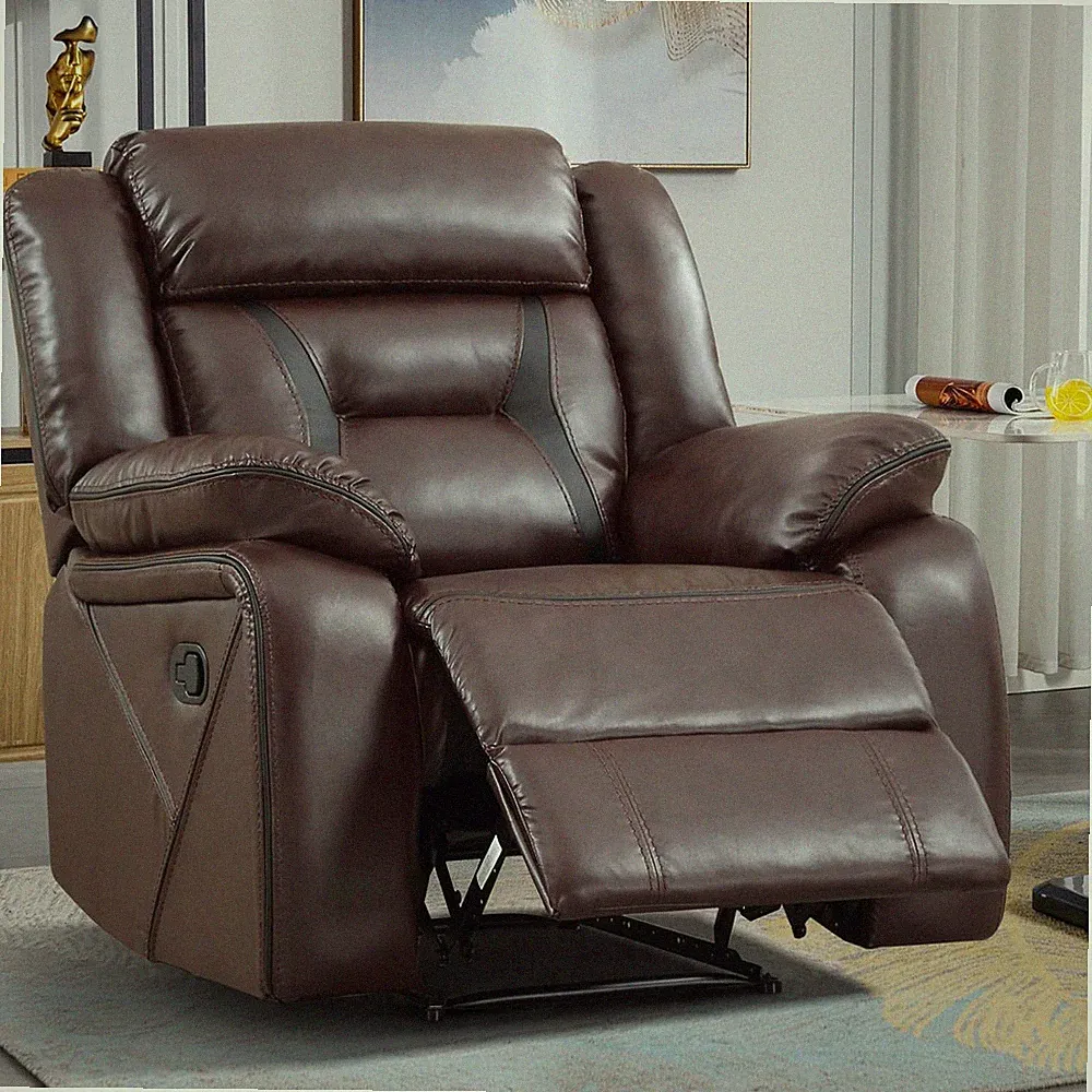 EBELLO Faux Leather Manual Recliner Chair with Overstuffed Armrest and Headrest