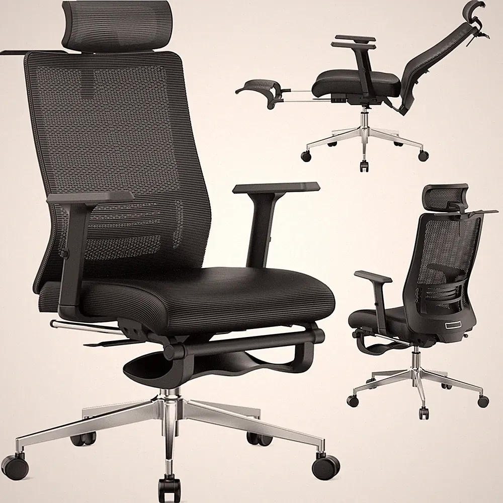 Ergonomic Office Chair with Footrest, 145° Reclining, Adjustable Lumbar & Hea...
