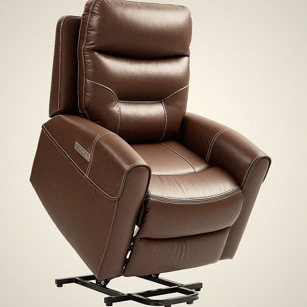 HOMCOM Power Lift Recliner Chair for Elderly, Overstuffed Faux Leather Riser and
