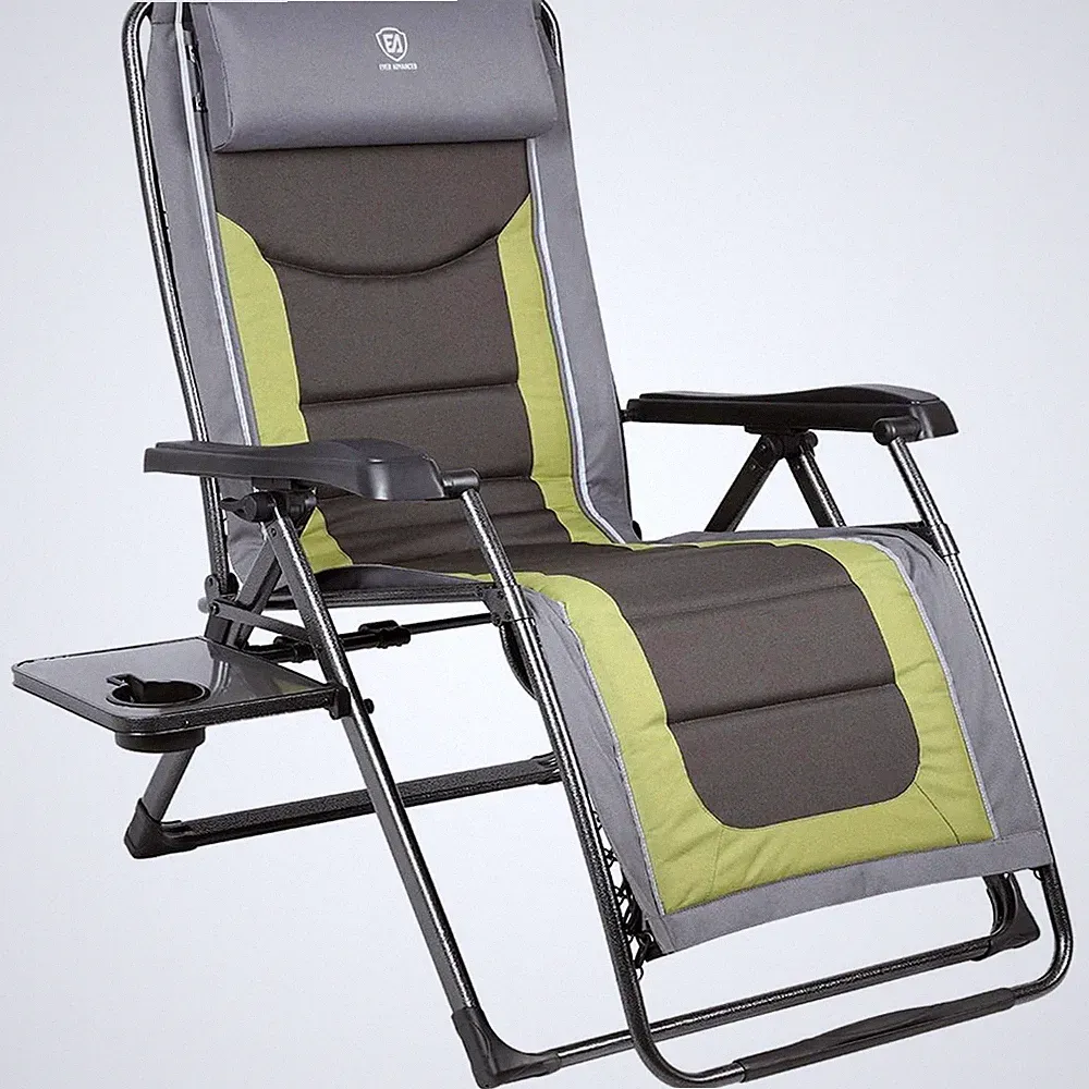 Oversize XL Zero Recliner Padded Patio Lounger Chair with Adjustable Headrest...