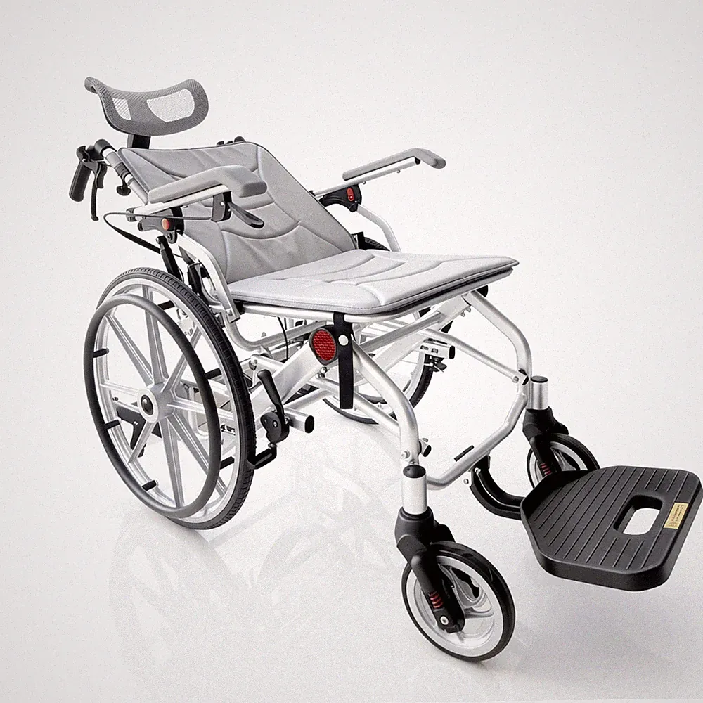 Reclining Lightweight Wheelchair,90-150°Adjustable Backrest w/Removable Headrest