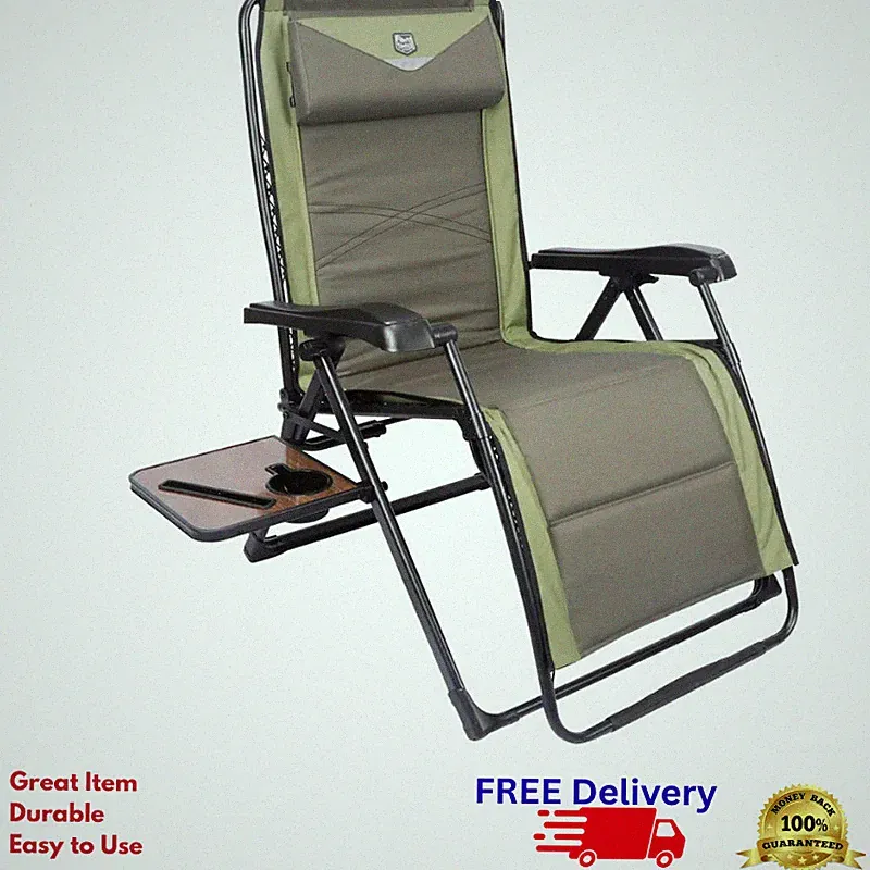 Timber Ridge Zero Gravity Lounger Chair w/ Side Table Adjustable Headrest New