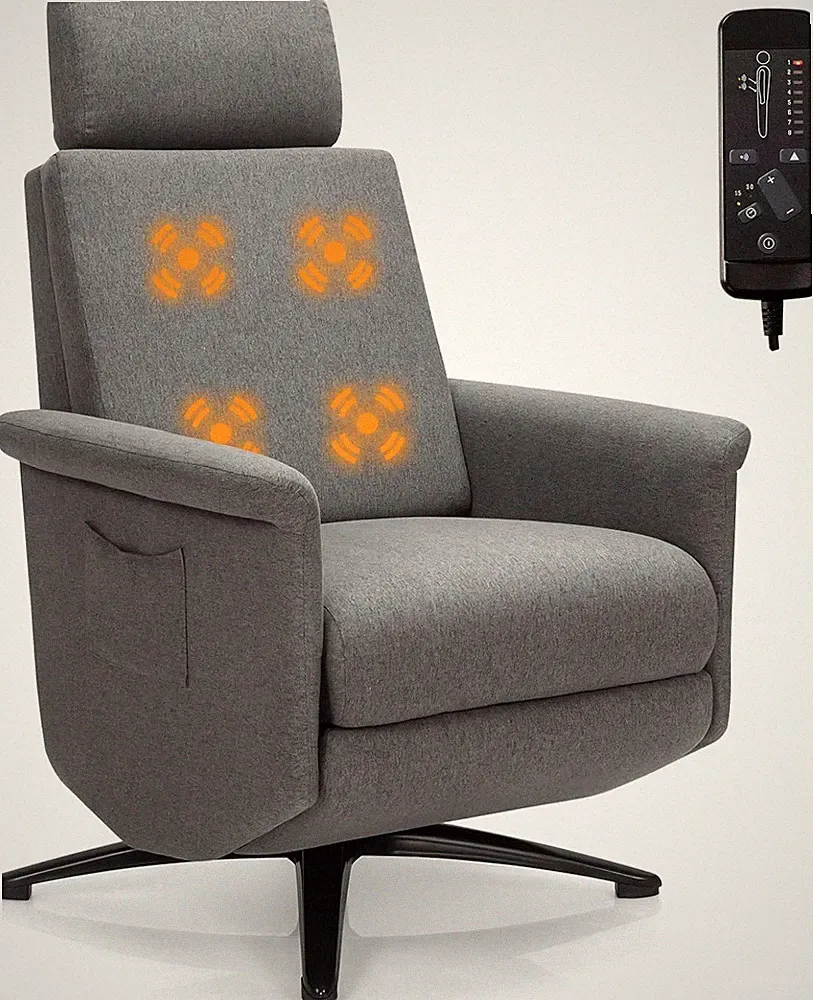 Vibrating Recliner Chair with Swivel, Adjustable Headrest & Remote Control