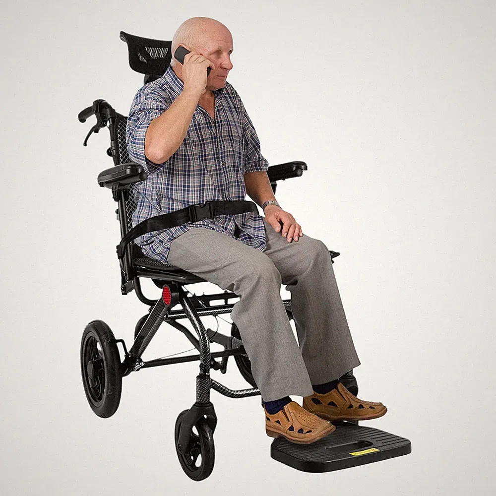 Wheelchair foldable lightweight up to 130kg, transport wheelchair foldable with headrest